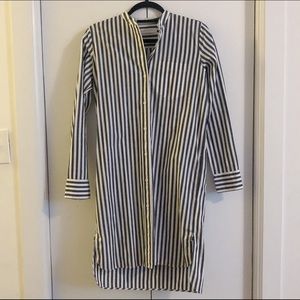 Everlane Poplin Shirt Dress in navy and white